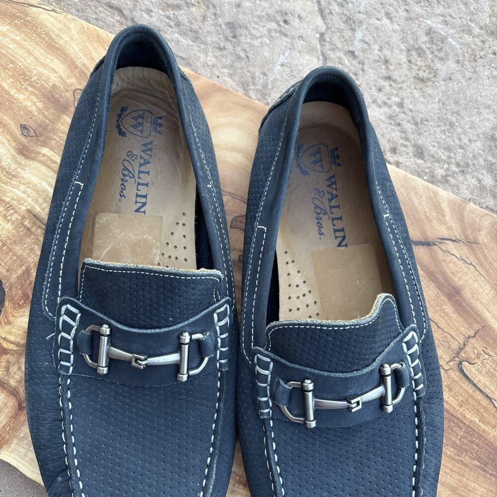 Saks Fifth Avenue Navy Blue Pebbled Leather Horse Bit Driving Shoe 10.5 Men‎ - Picture 6 of 7